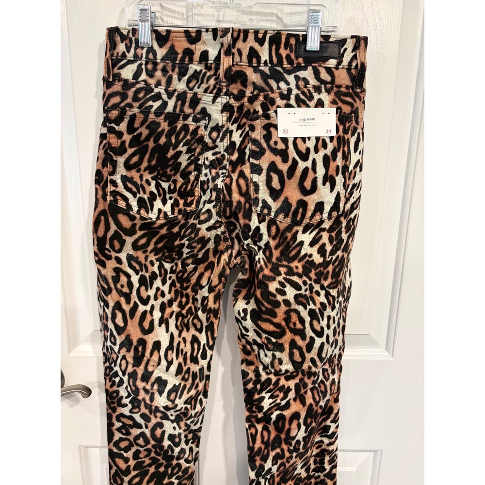 AG Adriano Goldschmied Size 29 The Mari High Rise Straight Leopard Jeans NEW NWT - Picture 6 of 7